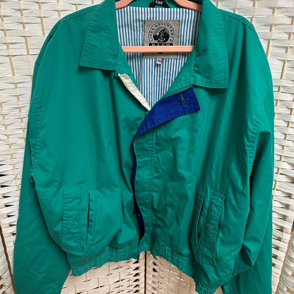 Ash Green‎ and Blue Retro Windbreaker